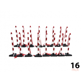 Avspärrningspaket -Economy-, 16 stolpar inkl. 25 m plastkedja (röd/vit)