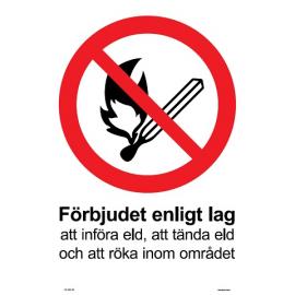 Förbudsskylt. Förbjudet att införa eld